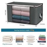 Large Storage Bags, 6 Pack Clothes Storage Bins Foldable Closet Organizers Storage Containers with Durable Handles Thick Fabric for Blanket Comforter Clothing Bedding 90L (Gray)