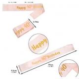 DragonflyDreams Rose Gold Happy 40th Birthday Sash and 40 Birthday Tiara Rhinestone Crown Headband for 40 Birthday Gift Party Accessories 40th Birthday Decoration Girls Women