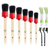 Nurkul 11 Pieces Auto Detailing Brush Set for Cleaning Wheels, Interior, Exterior, Leather, Including 6 pcs Premium Detail Brush (Black), 3 pcs Wire Brush and 2 pcs Automotive Air Conditioner Brush