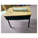 Virco Student Desk with Black Plastic Bookbox, Fusion Maple Hard Plastic Top, Black Upper Frame