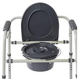 Medline Steel 3-in-1 Bedside Commode, Portable Toilet with Microban Antimicrobial Protection, Can be Used as Raised Toilet Seat Riser, Gray