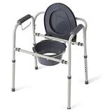 Medline Steel 3-in-1 Bedside Commode, Portable Toilet with Microban Antimicrobial Protection, Can be Used as Raised Toilet Seat Riser, Gray