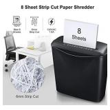 8-Sheet Strip Cut Home Paper Shredder,bonsaii CD and Credit Card Office Shredder Machine with Overheat and Overload Protection,3.5 Gallons Wastebasket,Black (S120-C)