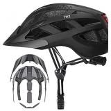 PHZ. Adult Bike Helmet Bicycle Helmet with Light for Men Women Mountain Road Skateboard with Extra Replacement Detachable Visor & Inner Pads Safety Certified