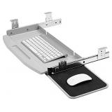Gome Keyboard Tray Under Desk Pull Out with 360Â° Mouse Tray, 28.2" Ergonomic Slide-Out Keyboard Stand with Platform, Steady Computer Drawer for Typing (Grey)