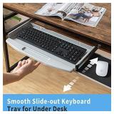 Gome Keyboard Tray Under Desk Pull Out with 360Â° Mouse Tray, 28.2" Ergonomic Slide-Out Keyboard Stand with Platform, Steady Computer Drawer for Typing (Grey)