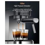 Espresso Machine, 15 Bar Espresso Maker with Milk Frother Wand and Compact Design, Professional Espresso Coffee Machine for Cappuccino and Latte