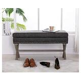 chairus PU Leather Upholstered Storage Entryway Bench, 36 inch Bedroom Bench Seat with X-Shaped Wood Legs for Living Room, Foyer or Hallway - Gray