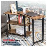 VIVOHOME Sofa Side Table 360Â° Rotating Mobile Table Laptop Table with 2 Tiers Storage Shelves 6 Universal Casters for Home Office