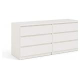 Tvilum Scottsdale 6 Drawer Double Dresser, White Wood Grain