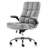SP Velvet Office Chair Adjustable Tilt Angle and Flip-up Arms Executive Computer Desk Chair, Thick Padding for Comfort and Ergonomic Design for Lumbar Support (3288GY)