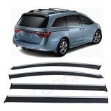 LQQDP 4pcs Smoke Tint With Chrome Trim Outside Mount Tape On/Clip On Style PVC Sun Rain Guard Vent Window Visors Compatible With 11-17 Odyssey RL5