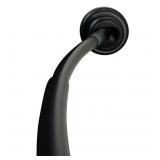 NeverRust 50 In. to 72 In. Tension or Permanent-Mount Curved Single Shower Rod in Matte Black