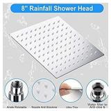 kaqinu Shower Head , 8 Inch High Pressure Rainfall Shower Head / Handheld Showerhead Combo with 11 Inch Extension Arm, Anti-leak Shower Head with Holder/ Hose, Flow Regulator, Chrome