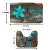 Lily Flower Bathroom Rug Mat Bath Rug Set Washable Soft Bath Mat, Contour Mat