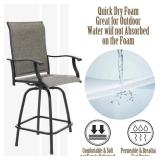 Swivel Metal Frame Outdoor Bar Stools Height Patio Garden Chairs All-Weather Patio Furniture (Set of 2)