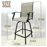 Swivel Metal Frame Outdoor Bar Stools Height Patio Garden Chairs All-Weather Patio Furniture (Set of 2)