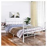 GreenForest Twin Bed Frame No Box Spring Needed, Easy Assembly Metal Platform Bed with Headboard and Footboard, White