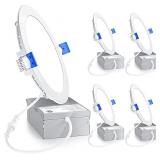 Ensenior 4 Pack 6 Inch Ultra-Thin LED Recessed Ceiling Light with Junction Box, 3500K Neutral White, 12W 110W Eqv, Dimmable Can-Killer Downlight, 1050LM High Brightness - ETL and Energy Star Certified