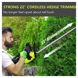Cordless Hedge Trimmer, SnapFresh 1400RPM Hedge Trimmer with 22â Dual-Action Blade, 0.55" Blade Spacing Cordless Hedge Trimmers with Battery, Include 20V 2.0Ah Battery and Charger (battery needs 