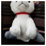 Bmi Plush 10 In. Husky Dog, Gray & White, Red Collar, Large Blue Eyes