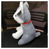 Bmi Plush 10 In. Husky Dog, Gray & White, Red Collar, Large Blue Eyes