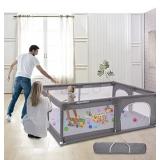 Large Playpen for Baby, Extra Safe with Anti-Collision Foam Playpens for Babies, Indoor and Outdoor Playground for Children, Activity Center with Gate, Large Anti-Fall Playpen