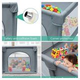 Large Playpen for Baby, Extra Safe with Anti-Collision Foam Playpens for Babies, Indoor and Outdoor Playground for Children, Activity Center with Gate, Large Anti-Fall Playpen