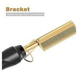 Hot Hair Straightener Comb, Electric Hair Straightening Comb, Anti-Scald Thermal Comb for Men, Wet & Dry Hair, Safety Portable Curling Iron Comb for Women (Hot Comb-PRODUCT IS PINK)