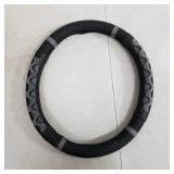 Grey and Black Steering Wheel Cover