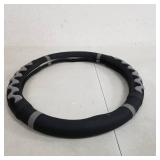 Grey and Black Steering Wheel Cover