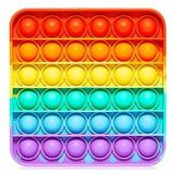 Sensory Push Pop Bubble Fidget Toy - for Autism, Stress, Anxiety - Kids and Adults (Rainbow Square)