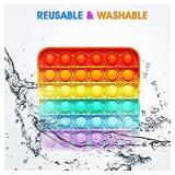 Sensory Push Pop Bubble Fidget Toy - for Autism, Stress, Anxiety - Kids and Adults (Rainbow Square)