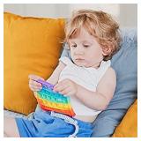Sensory Push Pop Bubble Fidget Toy - for Autism, Stress, Anxiety - Kids and Adults (Rainbow Square)