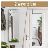 Rose Home Fashion Aluminum Alloy Thin Frame-48x14 Inch, Door Mirror, Over Door Mirror, Full Length Mirror, Wall Mirror, Door Hanging Mirror, Black Frame