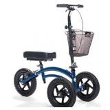 KneeRover All Terrain Steerable Knee Walker Knee Scooter Heavy Duty Crutch Alternative with Basket in Blue