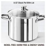 HOMI CHEF 14-Piece Nickel Free Stainless Steel Cookware Set - Nickel Free Stainless Steel Pots and Pans Set - Stainless Steel Non-Toxic Cookware Set - Stainless Steel Healthy Induction Cookware Sets