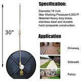 EDOU 15-Inch Pressure Washer Surface Cleaner - Power Washer Accessory, 2 Pressure Washer Extension Wand Attachment - Ideal for Cleaning driveways, Sidewalks and patios - 4000 PSI Max Pressure (Black)