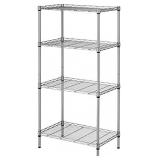 SINGAYE 4 Tier Adjustable Wire Shelving Metal Storage Rack for Laundry Bathroom Kitchen 530Lbs Capacity 13.4" D x 23.2" W x 47.2" H Silver