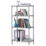 SINGAYE 4 Tier Adjustable Wire Shelving Metal Storage Rack for Laundry Bathroom Kitchen 530Lbs Capacity 13.4" D x 23.2" W x 47.2" H Silver