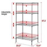 SINGAYE 4 Tier Adjustable Wire Shelving Metal Storage Rack for Laundry Bathroom Kitchen 530Lbs Capacity 13.4" D x 23.2" W x 47.2" H Silver