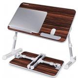 Laptop Bed Table, NEARPOW Adjustable Laptop Bed Tray for Computer and Laptop Bed Stand, Laptop Desk for Bed, Lap Desk for Adults for Eating and Writing in Sofa and Couch, Brown