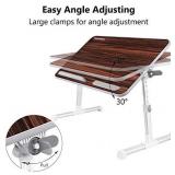 Laptop Bed Table, NEARPOW Adjustable Laptop Bed Tray for Computer and Laptop Bed Stand, Laptop Desk for Bed, Lap Desk for Adults for Eating and Writing in Sofa and Couch, Brown