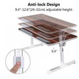 Laptop Bed Table, NEARPOW Adjustable Laptop Bed Tray for Computer and Laptop Bed Stand, Laptop Desk for Bed, Lap Desk for Adults for Eating and Writing in Sofa and Couch, Brown