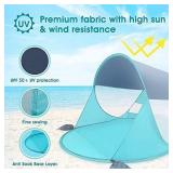ISILER Pop Up Beach Tent, 3-5 Person 86Ã57Ã47 inches Sun Shelter, Portable Outdoor Beach Shade Tent, UPF 50+ Baby Beach Shelter, Easy Setup Windproof Waterproof Beach Canopy Cabana with Carry Ba