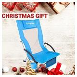 KingCamp Low Sling Beach Chair for Camping Concert Lawn, Low and High Mesh Back Two Versions