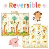 Gentle Monster Baby Play Mat, Extra Large Foldable Play Mat for Baby, Portable Baby Crawling Mat, Waterproof Non Toxic Anti Slip Soft Foam Reversible Playmat for Infants Toddlers and Kids 77" x 70"