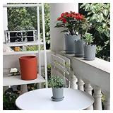 BangQiao 10-Pack Plastic Planter and Nursery Transplant Pots with Saucer, Gray 5 pots, 5 Lids