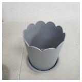 BangQiao 10-Pack Plastic Planter and Nursery Transplant Pots with Saucer, Gray 5 pots, 5 Lids