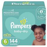 Pampers Baby-Dry Extra Protection Diapers, Size 6, 144 Coun